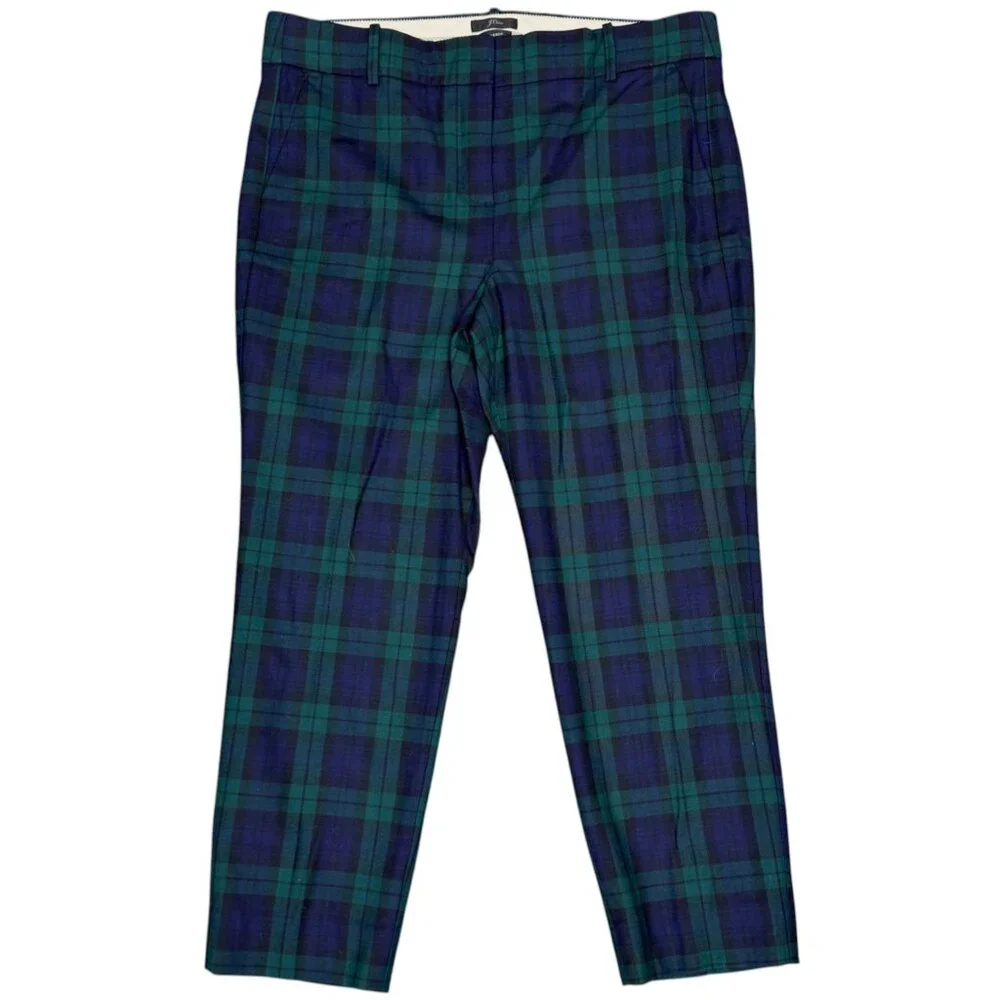 J.‎ CREW Women's EUC Cameron Black Watch Tartan Plaid Wool Crop Pant | Size 14